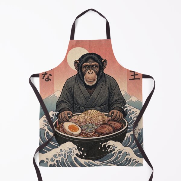 Item preview, Funny Chimpanzee Japanese Ramen Noodles Vintage Kanagawa Wave designed and sold by FurryHavenPH.