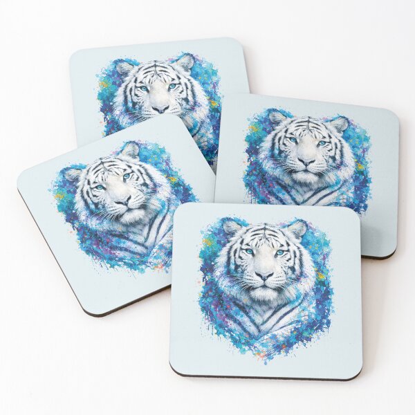 Item preview, Serene Gaze White Tiger in Watercolor Harmony designed and sold by the artedivino.