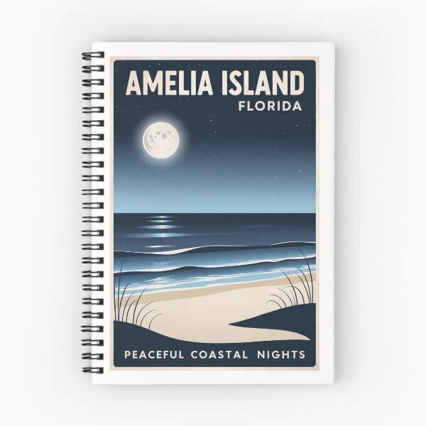 Item preview, Amelia Island Florida Moonlit Coastal Night Retro Travel Poster designed and sold by bobparduephoto.