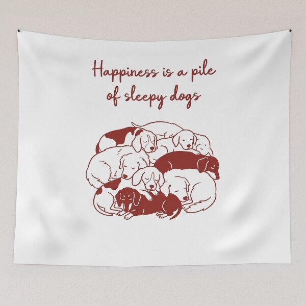 Item preview, Happiness Is A Pile Of Sleepy Dogs designed and sold by krystalRomanart.