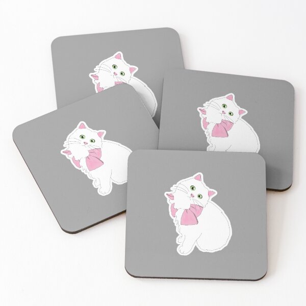 Item preview, elegant cat with pink ribbon designed and sold by sara747.
