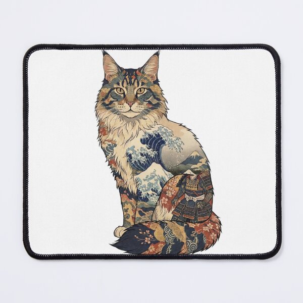 Item preview, Ukiyo-e Cat Collage — Great Wave, Samurai & Sakura Cat Silhouette | Japanese Art Sticker designed and sold by Ukiyo Neko Hyakkei - Cats of the Floating World-.