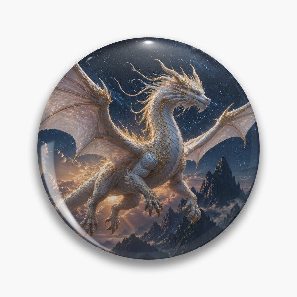Item preview, Celestial White Dragon Under Starry Sky | Epic Fantasy Night Art designed and sold by DrakariArt.