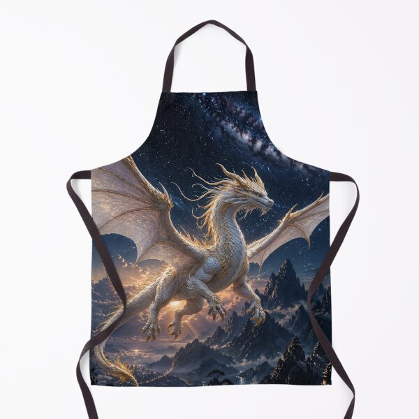 Item preview, Celestial White Dragon Under Starry Sky | Epic Fantasy Night Art designed and sold by DrakariArt.