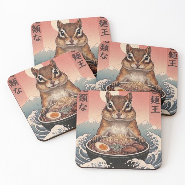 Item preview, Funny Chipmunk Japanese Ramen Noodles Vintage Kanagawa Wave designed and sold by FurryHavenPH.