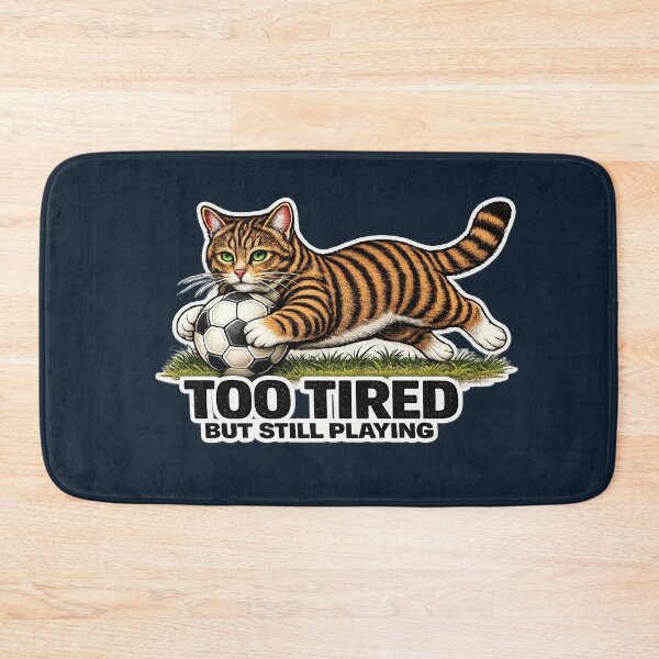 Item preview, Too Tired But Still Playing Soccer Cat Meme | Funny Football Cat Gift for Players & Fans designed and sold by Serene Whiskers.