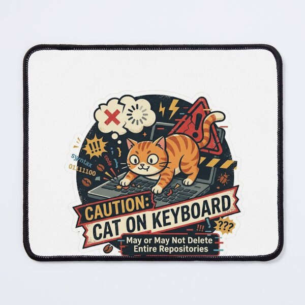 Item preview, Caution: Cat on Keyboard - Funny Coding Chaos designed and sold by Zeyzep.