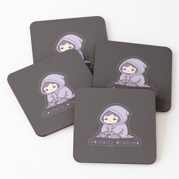 Item preview, Socially Drained - Cute Kawaii Introvert in Purple Hoodie designed and sold by Allanfeatures.