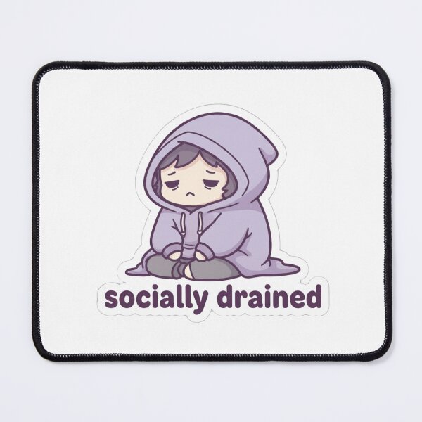 Item preview, Socially Drained - Cute Kawaii Introvert in Purple Hoodie designed and sold by Allanfeatures.