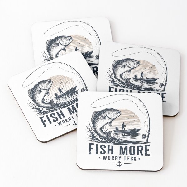 Item preview, Fish More Worry Less Vintage Fishing Logo designed and sold by ZadTicaret.