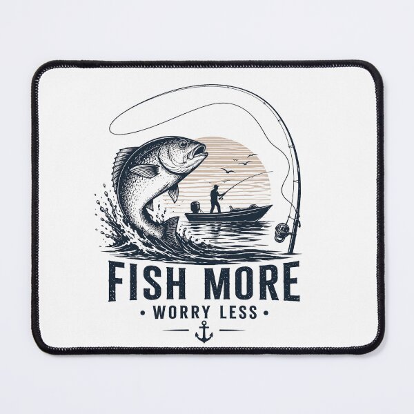 Item preview, Fish More Worry Less Vintage Fishing Logo designed and sold by ZadTicaret.