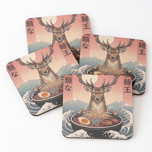 Item preview, Funny Deer Japanese Ramen Noodles Vintage Kanagawa Wave designed and sold by FurryHavenPH.