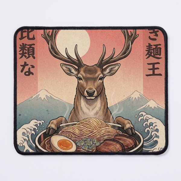 Item preview, Funny Deer Japanese Ramen Noodles Vintage Kanagawa Wave designed and sold by FurryHavenPH.
