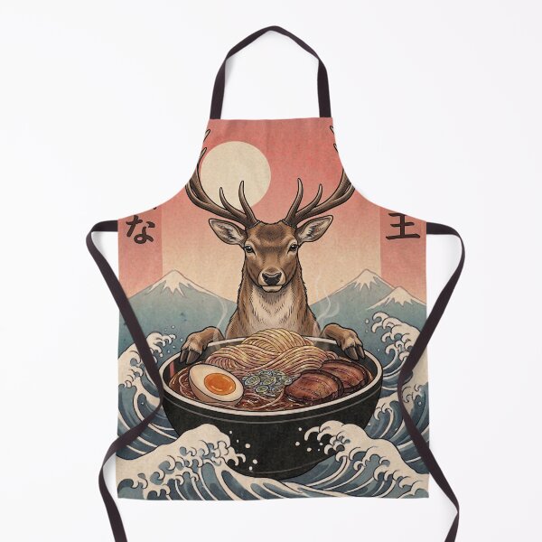 Item preview, Funny Deer Japanese Ramen Noodles Vintage Kanagawa Wave designed and sold by FurryHavenPH.