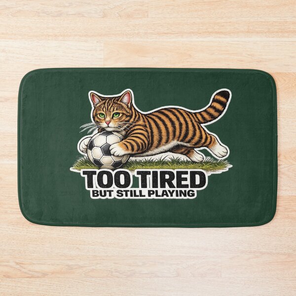 Item preview,  Too Tired But Still Playing Soccer Cat Meme | Funny Football Cat Gift for Players & Fans designed and sold by Serene Whiskers.