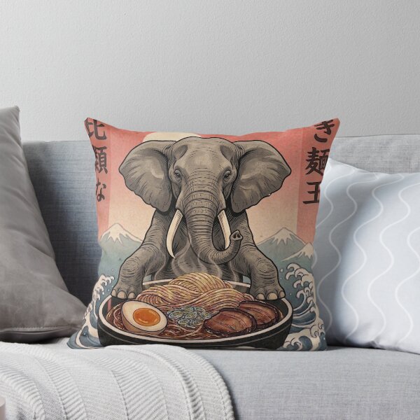 Item preview, Funny Elephant Japanese Ramen Noodles Vintage Kanagawa Wave designed and sold by FurryHavenPH.