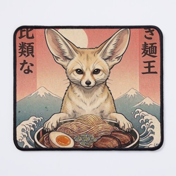 Item preview, Funny Fennec Fox Japanese Ramen Noodles Vintage Kanagawa Wave designed and sold by FurryHavenPH.