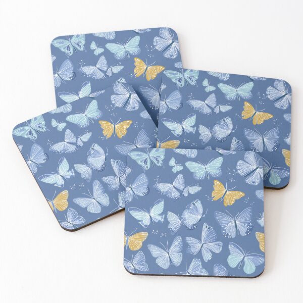 Item preview, Blue and Yellow Butterfly Pattern Aesthetic designed and sold by NicolasGlowArt.