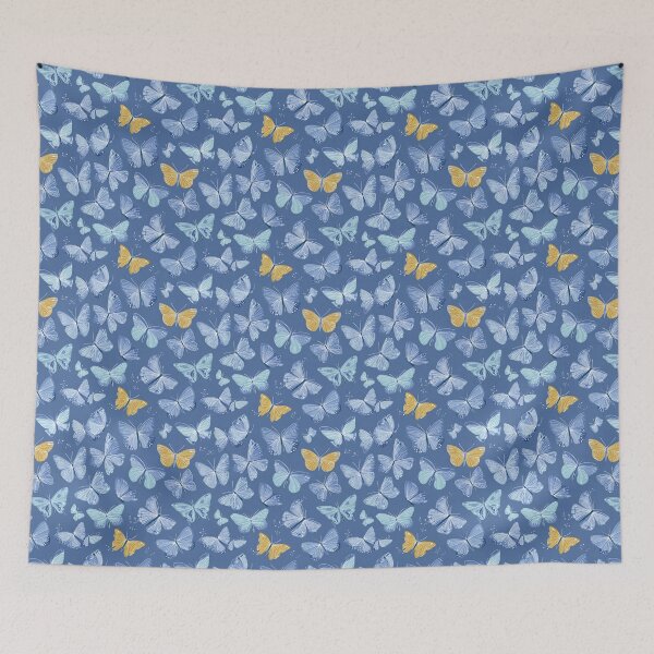 Item preview, Blue and Yellow Butterfly Pattern Aesthetic designed and sold by NicolasGlowArt.