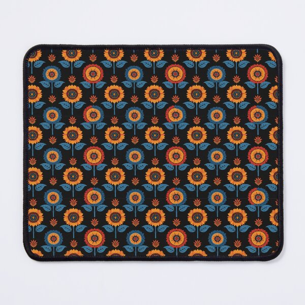 Item preview, orange sunflowers with blue leaves designed and sold by Nice-patterns.
