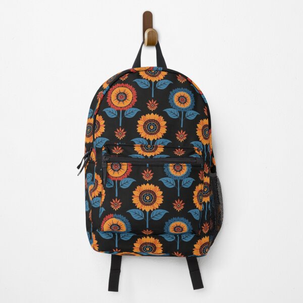 Item preview, orange sunflowers with blue leaves designed and sold by Nice-patterns.