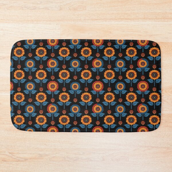 Item preview, orange sunflowers with blue leaves designed and sold by Nice-patterns.
