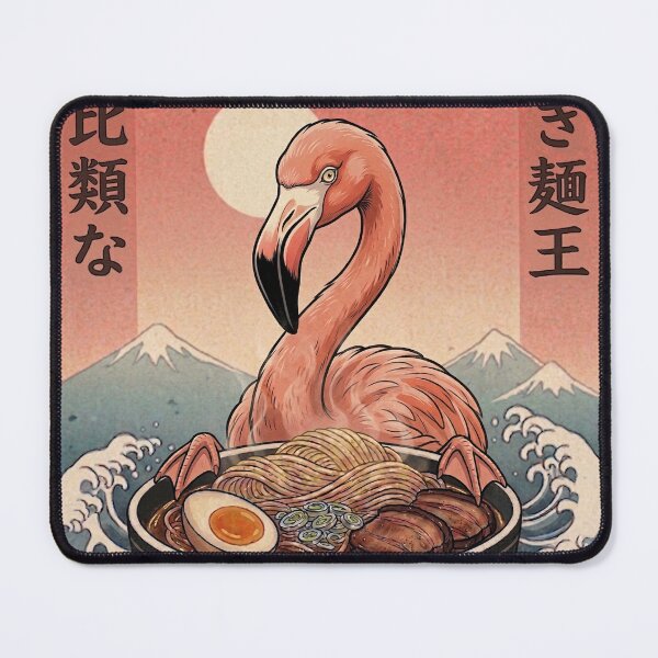 Item preview, Funny Flamingo Japanese Ramen Noodles Vintage Kanagawa Wave designed and sold by FurryHavenPH.