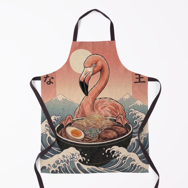 Item preview, Funny Flamingo Japanese Ramen Noodles Vintage Kanagawa Wave designed and sold by FurryHavenPH.