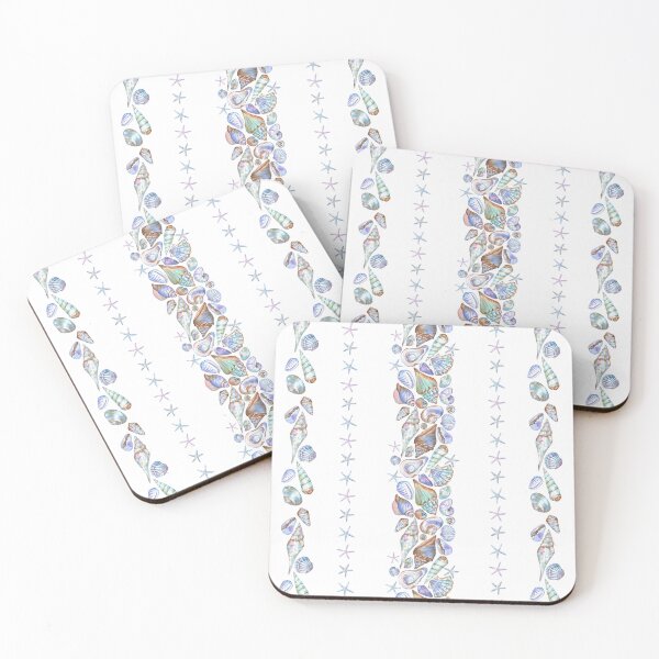 Item preview, Watercolor Sea Treasures Pattern on White designed and sold by Flowersforbear.