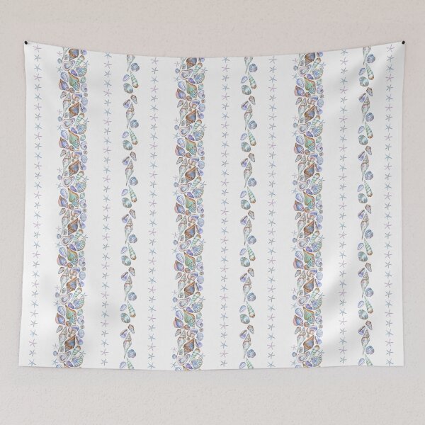 Item preview, Watercolor Sea Treasures Pattern on White designed and sold by Flowersforbear.