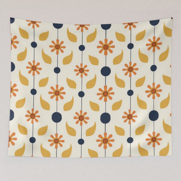 Item preview, Retro Orange Flower Geometric Pattern designed and sold by mittie101.