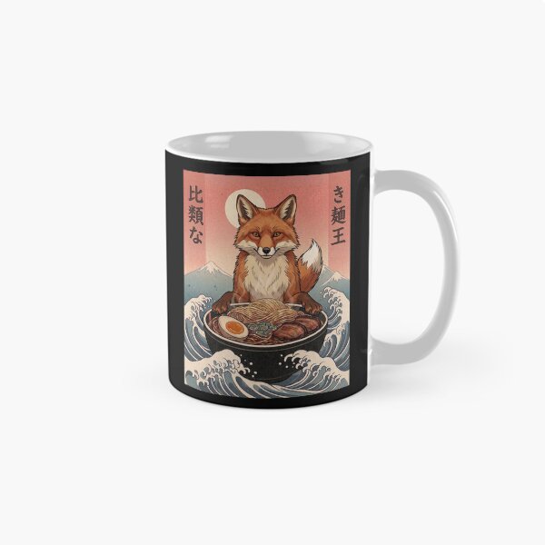Item preview, Funny Fox Japanese Ramen Noodles Vintage Kanagawa Wave designed and sold by FurryHavenPH.