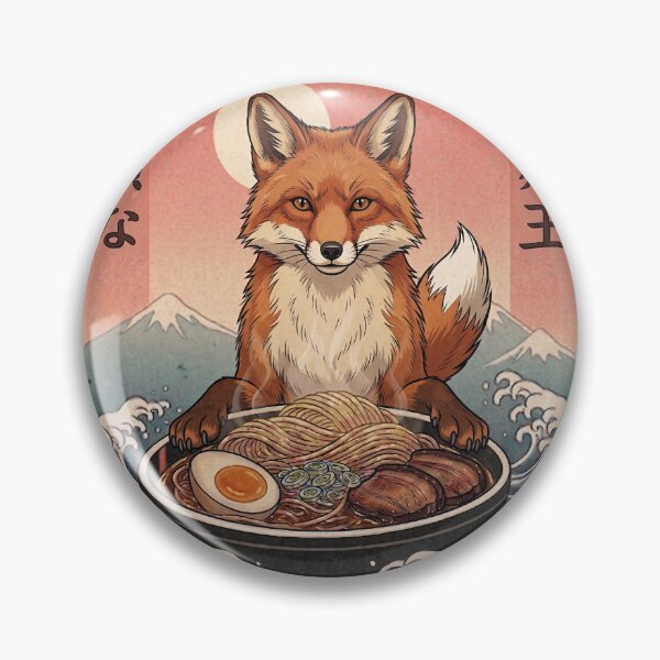 Item preview, Funny Fox Japanese Ramen Noodles Vintage Kanagawa Wave designed and sold by FurryHavenPH.