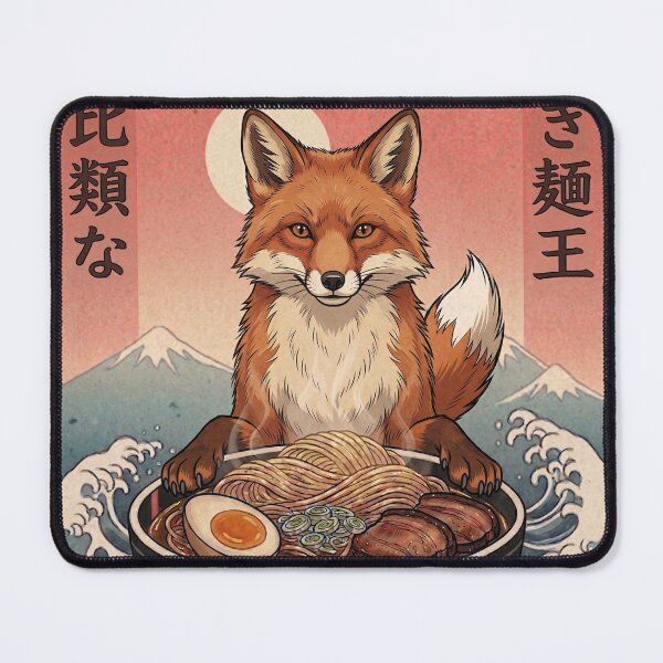 Item preview, Funny Fox Japanese Ramen Noodles Vintage Kanagawa Wave designed and sold by FurryHavenPH.