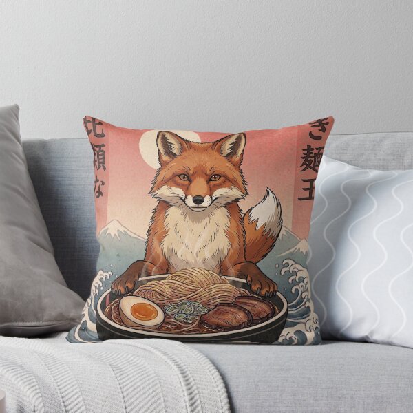 Item preview, Funny Fox Japanese Ramen Noodles Vintage Kanagawa Wave designed and sold by FurryHavenPH.