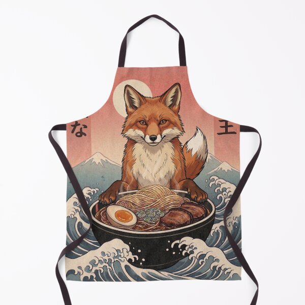 Item preview, Funny Fox Japanese Ramen Noodles Vintage Kanagawa Wave designed and sold by FurryHavenPH.