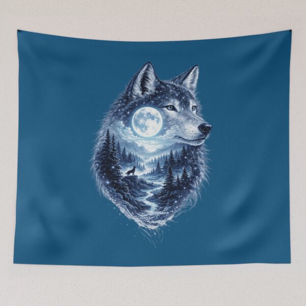 Item preview, Celestial Wolf – Moonlit Forest Spirit designed and sold by sunbowjp stadio.