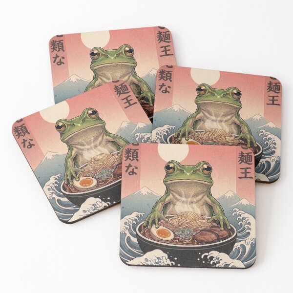 Item preview, Funny Frog Japanese Ramen Noodles Vintage Kanagawa Wave designed and sold by FurryHavenPH.