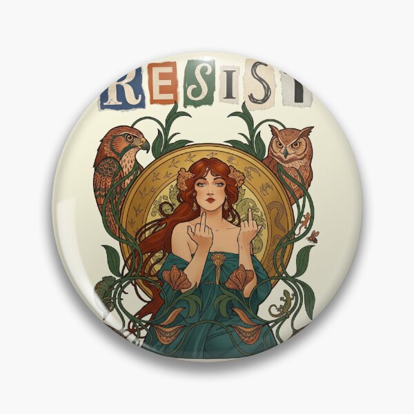 Item preview, Resist Art Nouveau Woman with Owls designed and sold by TeeARTHY.
