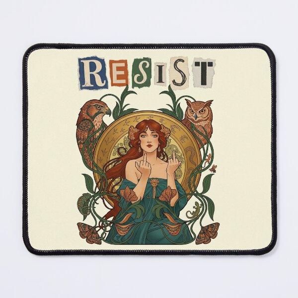 Item preview, Resist Art Nouveau Woman with Owls designed and sold by TeeARTHY.