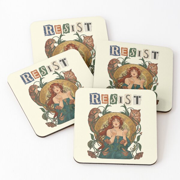 Item preview, Resist Art Nouveau Woman with Owls designed and sold by TeeARTHY.