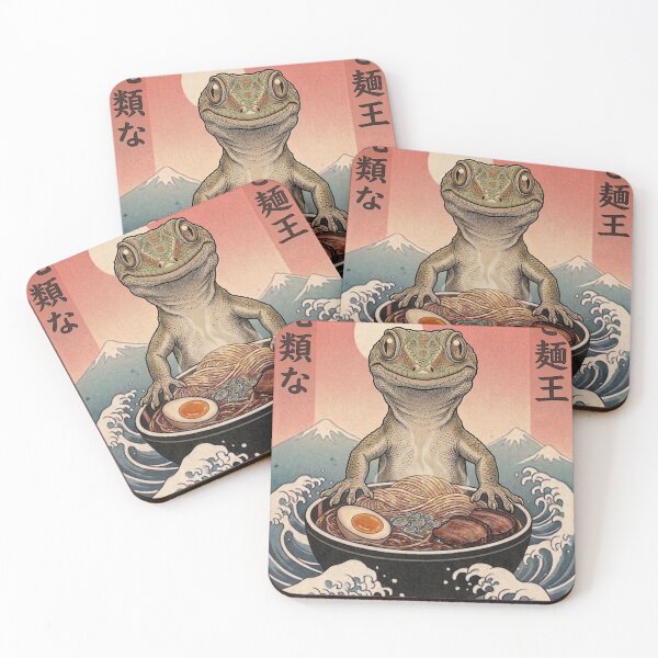 Item preview, Funny Gecko Japanese Ramen Noodles Vintage Kanagawa Wave designed and sold by FurryHavenPH.