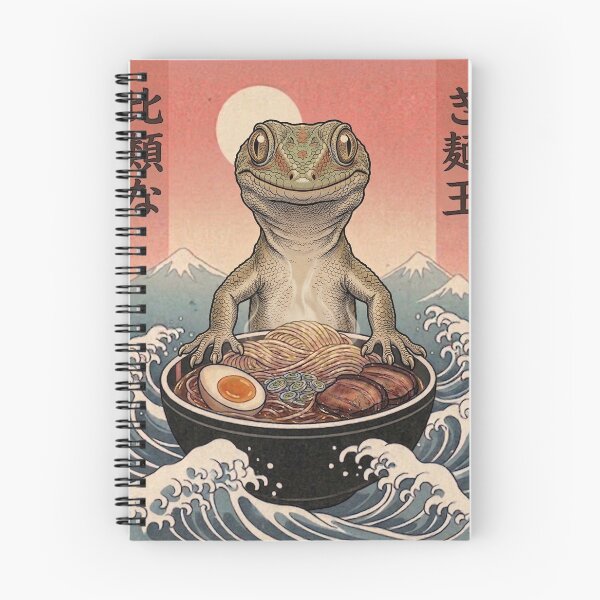 Item preview, Funny Gecko Japanese Ramen Noodles Vintage Kanagawa Wave designed and sold by FurryHavenPH.