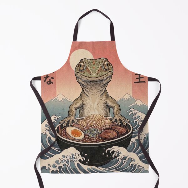 Item preview, Funny Gecko Japanese Ramen Noodles Vintage Kanagawa Wave designed and sold by FurryHavenPH.