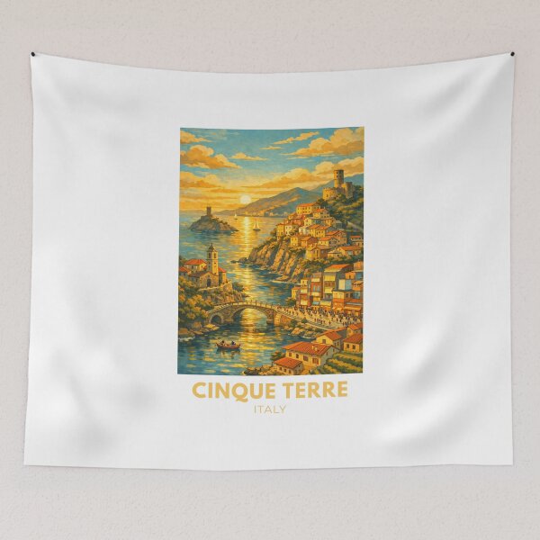 Item preview, Cinque Terre Italy Modern Vintage Travel Poster – Retro Coastal Village Art designed and sold by MyTutina.