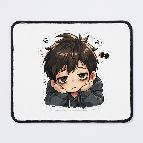 Item preview, Tired Student Anime Boy Cute Sad Mood Sticker designed and sold by Artbysarmina.
