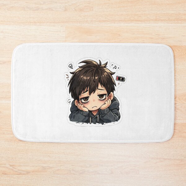 Item preview, Tired Student Anime Boy Cute Sad Mood Sticker designed and sold by Artbysarmina.