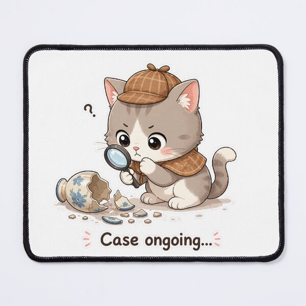 Item preview, Detective Cat Investigating Broken Vase Case Ongoing Moment designed and sold by Sadia  Jannat.