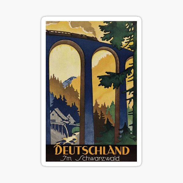 Vintage Reiseanzeige des Schwarzwalds Glänzender Sticker