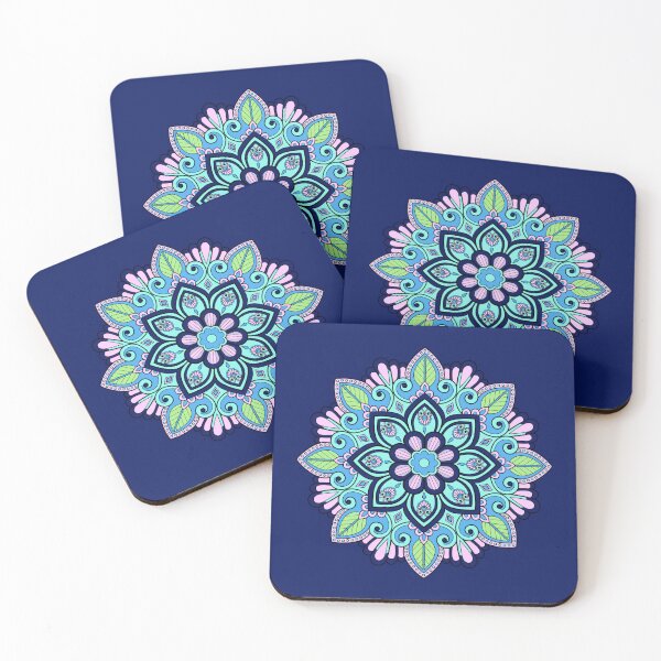 Item preview, Pastel Bloom Ornament - Intricate Blue and Pink Floral Geometry designed and sold by SolutionsArt.
